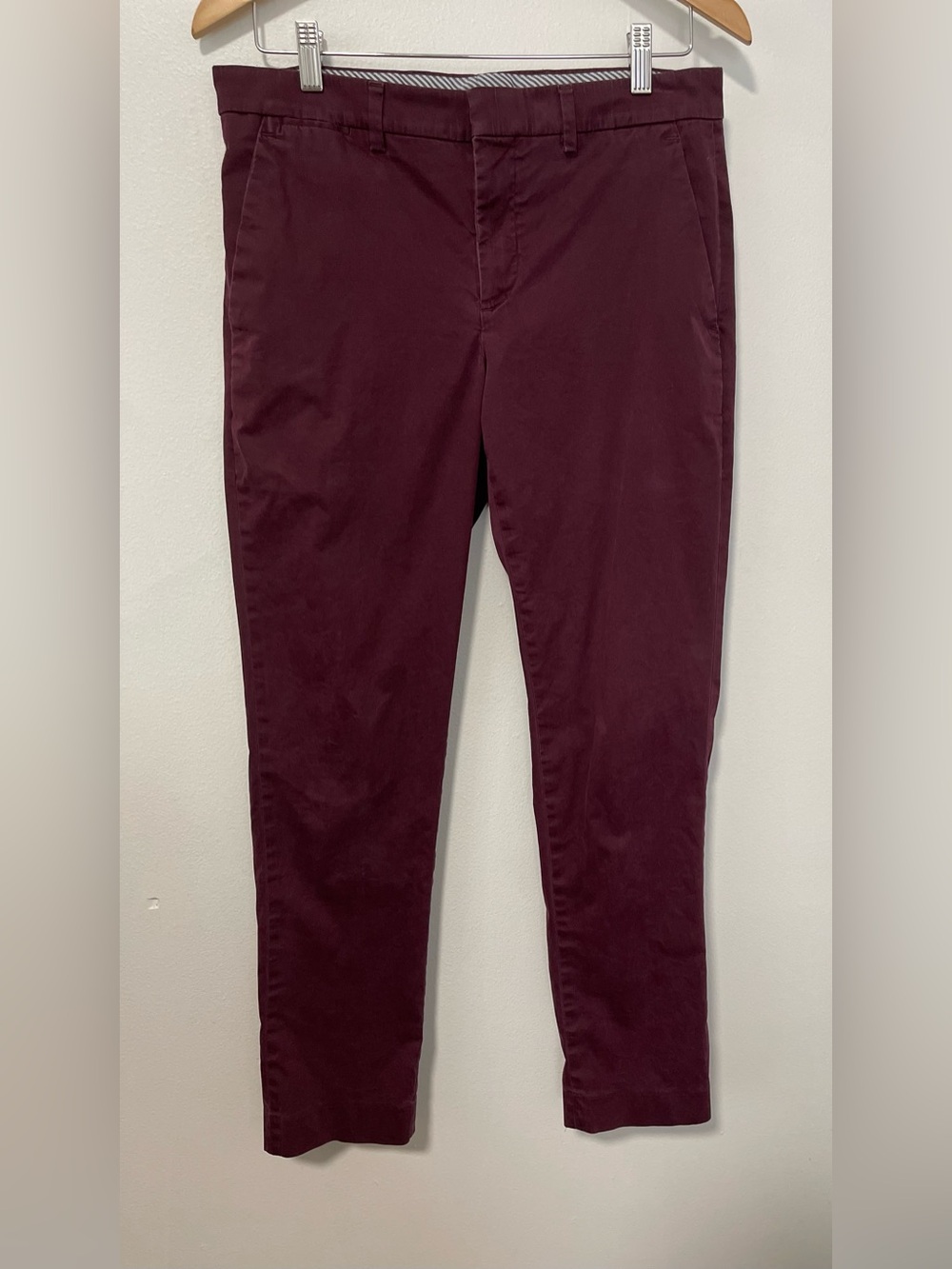 Burgundy Maroon EXPRESS Slim Fit Chinos Stretch Easy Care Pants 30x32